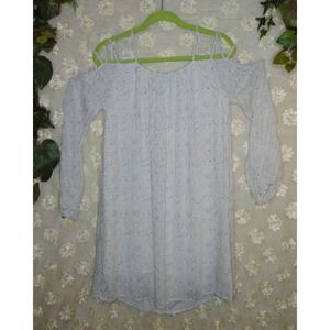 Gentle Fawn | Women's Cold Shoulder Lace Blouse Strappy Cinched Sleeves Size S